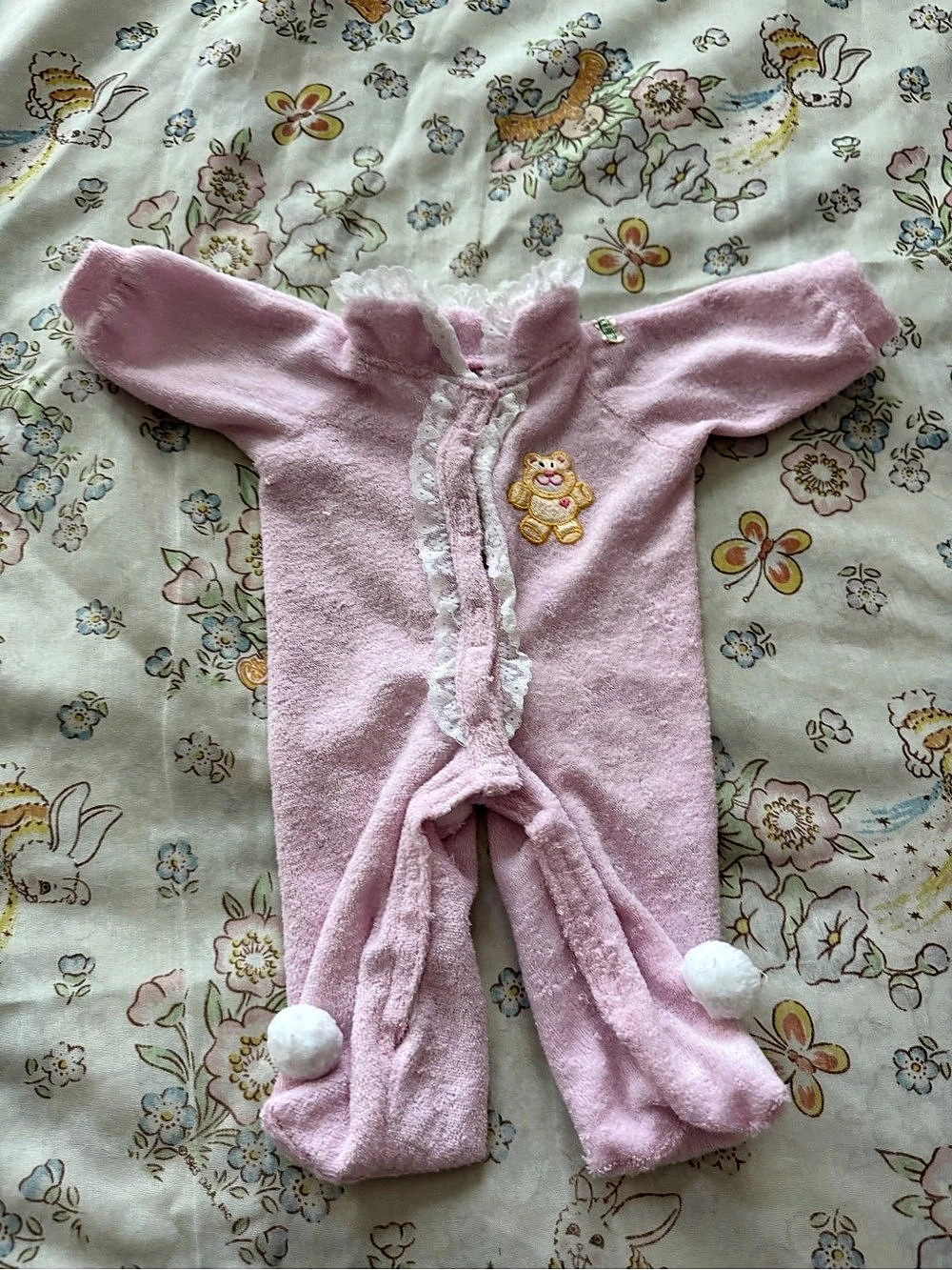 CPK Pink Pom Pom Footed Baby Sleeper HTF